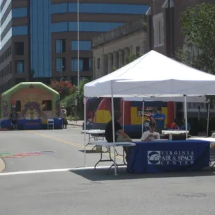 a tent set up on a city street
