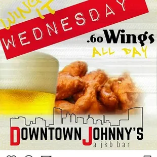 a beer and chicken wings