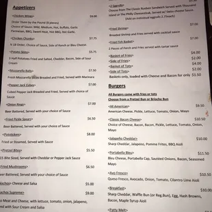 Menu. Kitchen is open until 11 PM