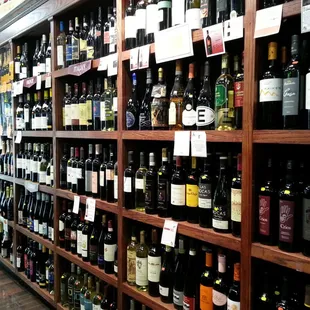 a variety of bottles of wine in a store