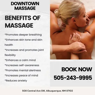 Downtown Massage Call us at 505-243-9995