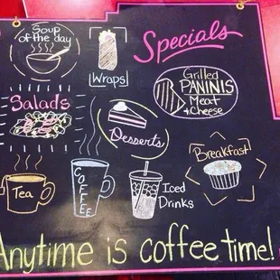 a chalkboard menu