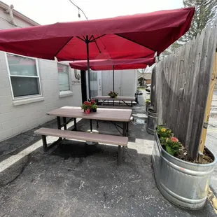 Our outdoor seating when it's warm enough.