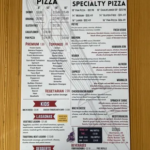 Page 2 of our new menu