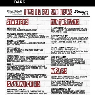 Menu listed online