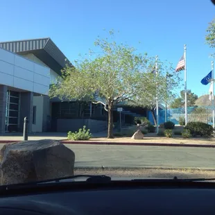 Rec center is accessible from the parking area on Basic St.  Just walk through the breezeway between the pool &amp; building.