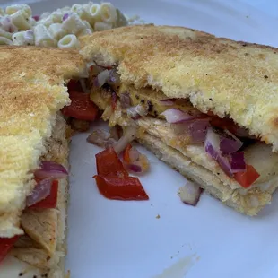 Chicken Philly with Macaroni salad.