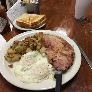 Picture of perfection! Ham steak and eggs!