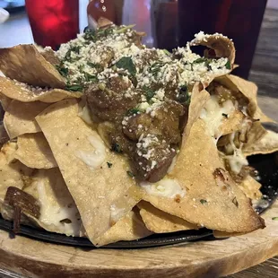 Chile Verde Nachos.  Best chips I&apos;ve had in a while and very good chile verde.