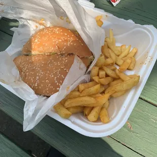 bacon cheeseburger with fries