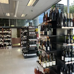 a wide selection of wines in a store