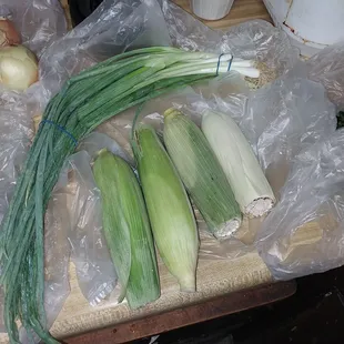Scallions/GreenOnions and Corn on the Cob.