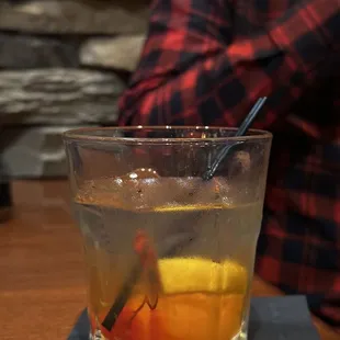 a drink in a glass