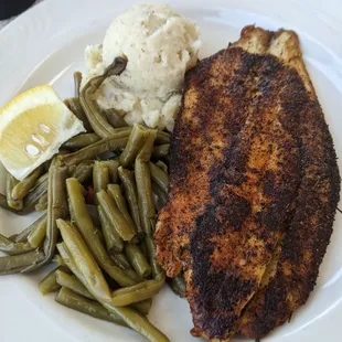 Daily special, grilled fish with veggies