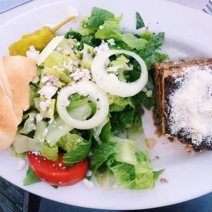 Moussaka and Greek salad.