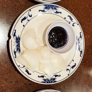 three plates of food on a table