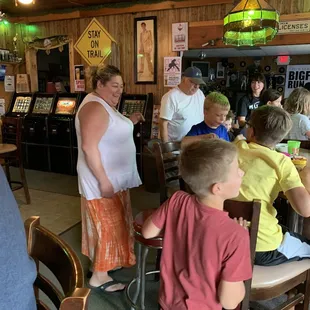 The is the owners lady keeping the kids in line lol "indoor voices"