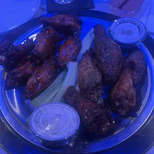 Buffalo garlic and lemon pepper wings
