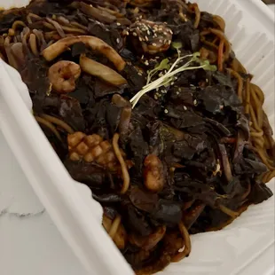 Seafood Jajangmyeon- very large portion, A+