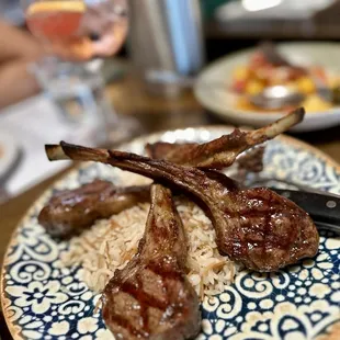 LAMB CHOPS Paprika and Olive Oil Marinated, Buttered Rice