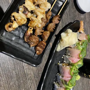 Squid and chicken &amp; kegi roll