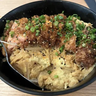 Katsu-don - beautiful flavor in the sweet soy tare, and the katsu is perfectly done as always
