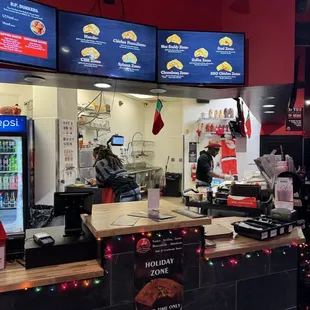 the counter of a fast food restaurant