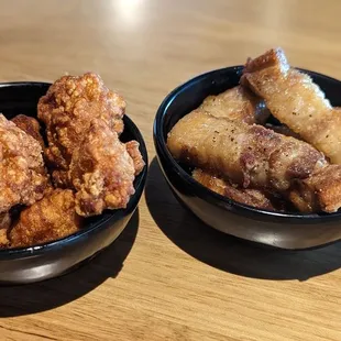 Chicken Karaage (left) and Pork Belly (right)