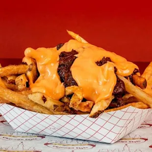 a cheeseburger and french fries