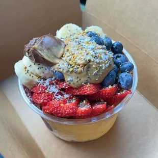 Half açaí, half mango bowl