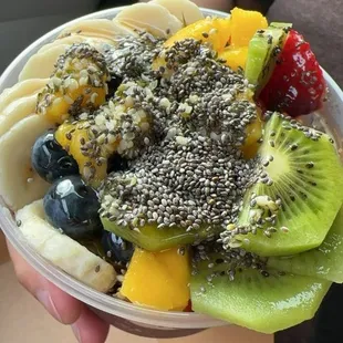 Build your own acaii bowl! They really load it up! The toppings were almost falling out of the container