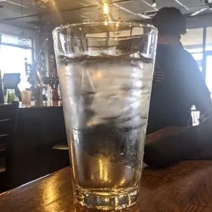a glass of ice water