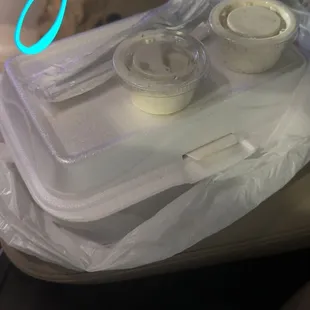 My extra white sauce In cups!!!