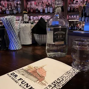 Water provided consistently and served in empty Appleton Estate (Jamaican rum) bottles as a nice touch