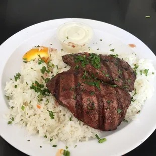 Rice with steak (steak was great)