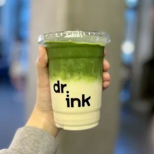 Iced matcha with oatmilk