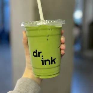 Iced matcha with oatmilk