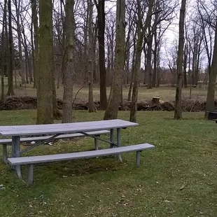picnic tables and grills are randomly arranged