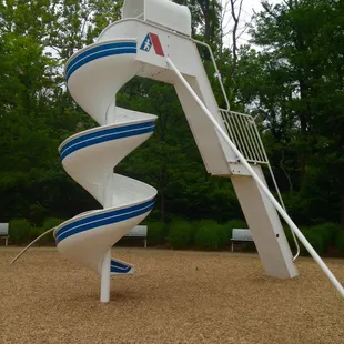 Huge, metal twisty slide
