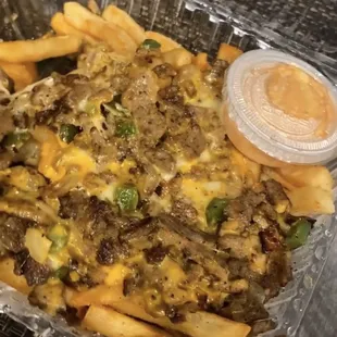 Lamb Cheese Steak With French Fries