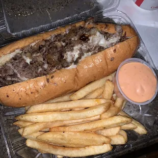 Philly Cheese Steak With French Fries