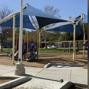 Toddler play area and swings.
