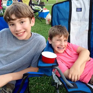 Kids relaxed having picnic in the park