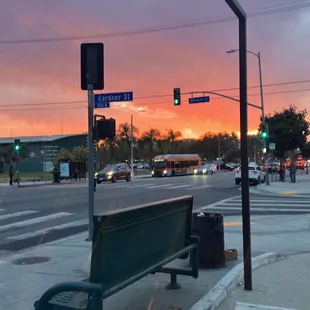 The view of sunset out the window Of Dr. sandwich