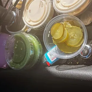 Pickles spicy green tahini sides for to go orders