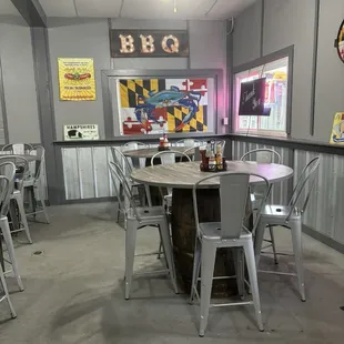 Casual, comfortable, clean seating inside and out.