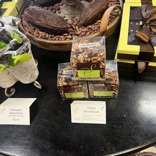 a variety of chocolates on display