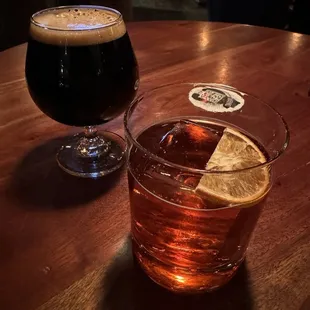 A beer and the Negroni tap cocktail