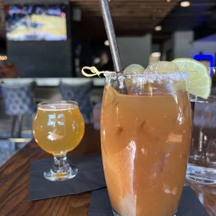 Spicy Bloody Mary and Spotted Cow Chaser