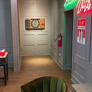 Dart board in private room